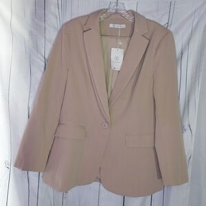 Cicy Bell Single Button Beige Flap Pockets Blazer NWT